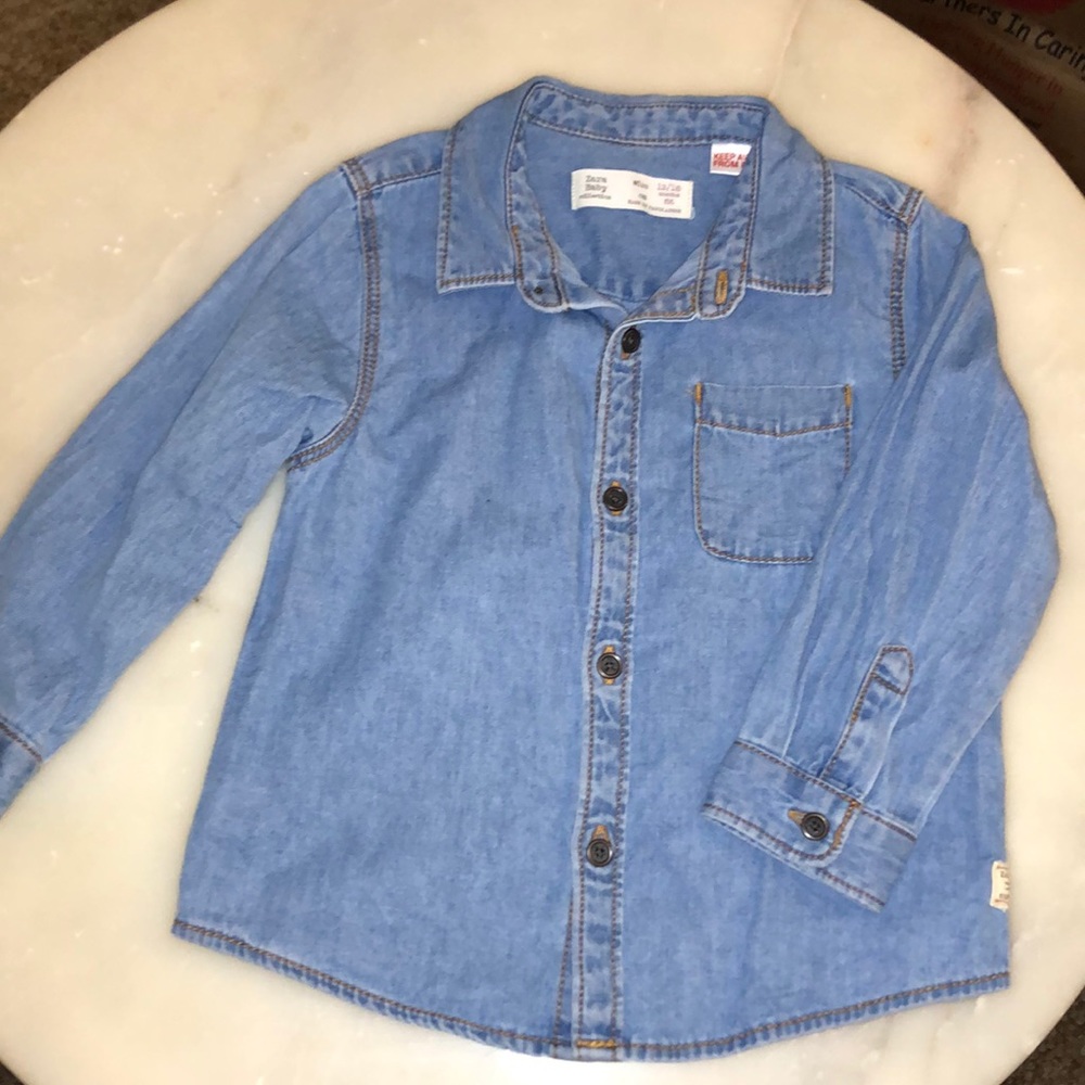 Zara baby boy denim shirt sz 12-18m